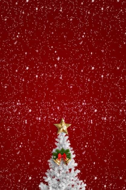 Árbol de navidad sobre un fondo rojo con estrellas