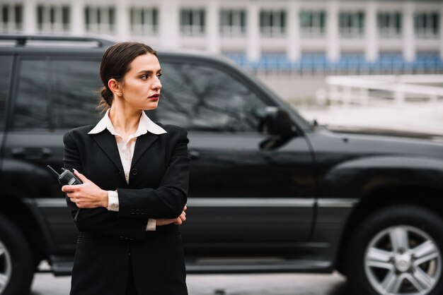 Área de vigilancia femenina de seguridad