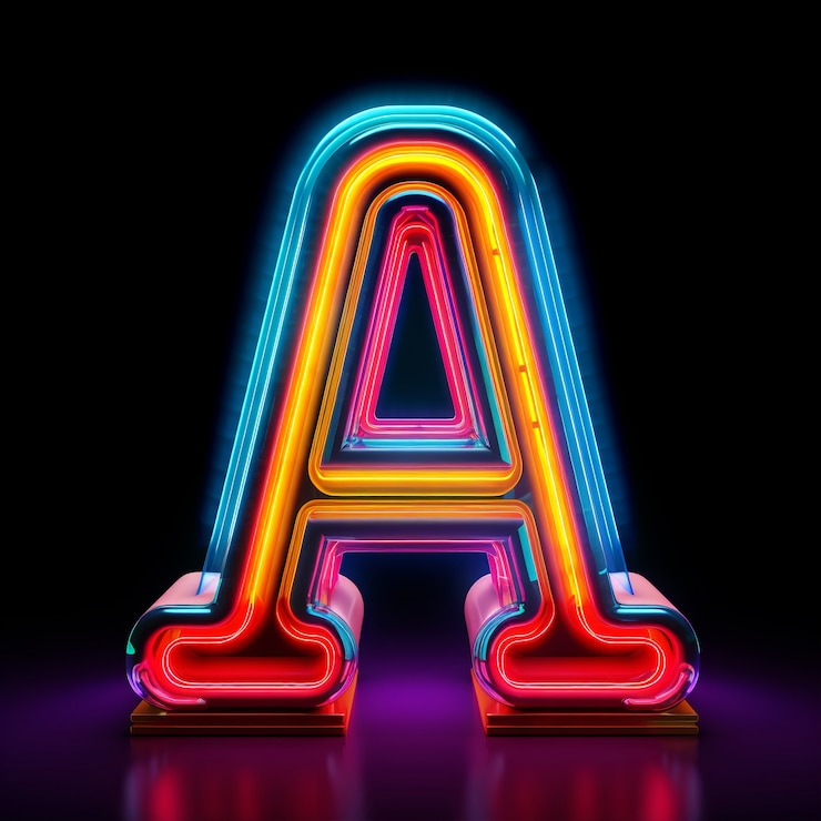 Photo Gratis realistic a letter with neon lights