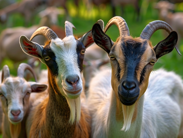 Un rebaño fotorrealista de cabras en la naturaleza