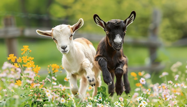 Un rebaño fotorrealista de cabras en la naturaleza