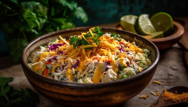 Receta de ensalada de taco de carne a la parrilla de comida saludable generada por IA