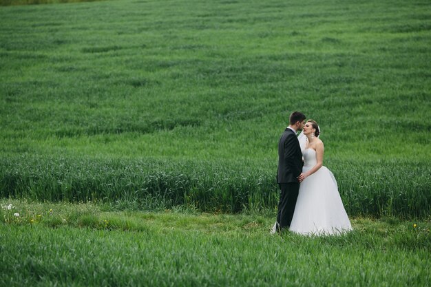 Recién casados en el prado