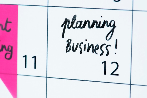 Recordatorio del calendario de planificación empresarial