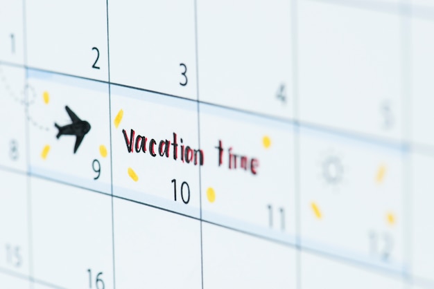 Recordatorio del calendario de vacaciones