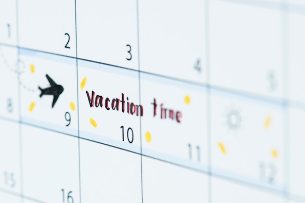 Recordatorio del calendario de vacaciones