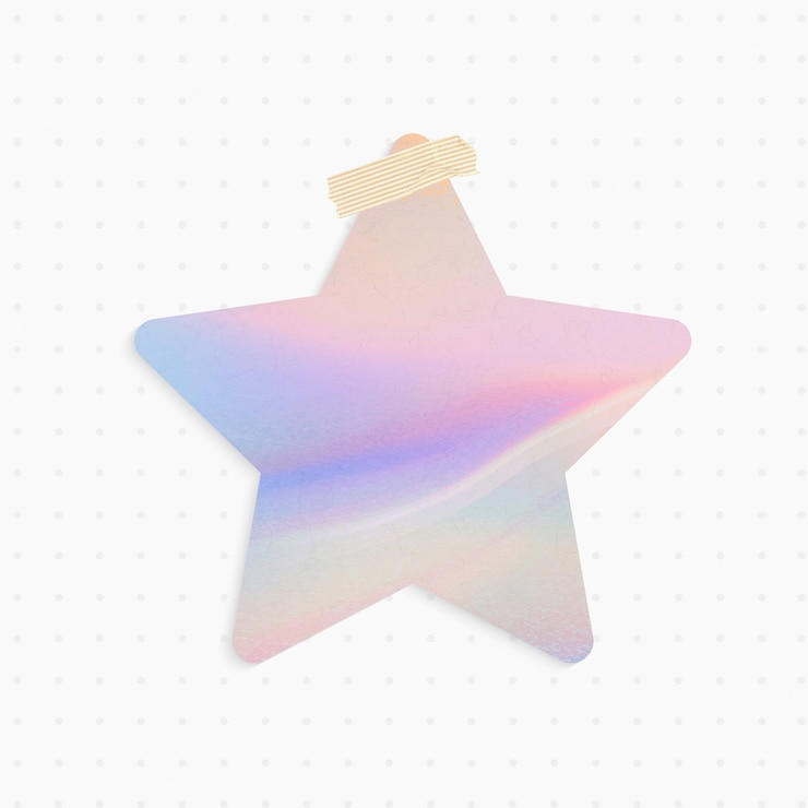 Foto gratuito recordatorio holográfico con forma de estrella y cinta washi