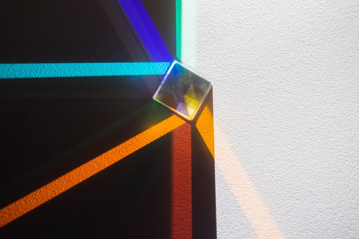 Foto gratuito reflejo de prismas de luz efecto colorido.