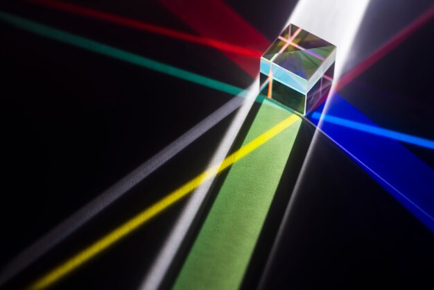 Reflexión de prismas de luz de colores