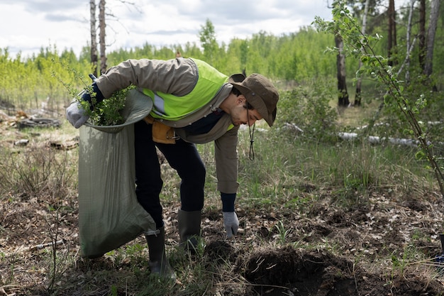 Foto gratuita reforestación realizada por grupo voluntario