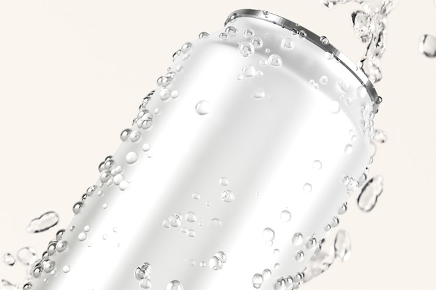 Refrescante lata de refresco con agua