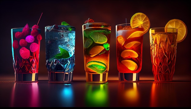 Foto gratuita refrescantes cócteles de mojito con rodajas de lima ia generativa