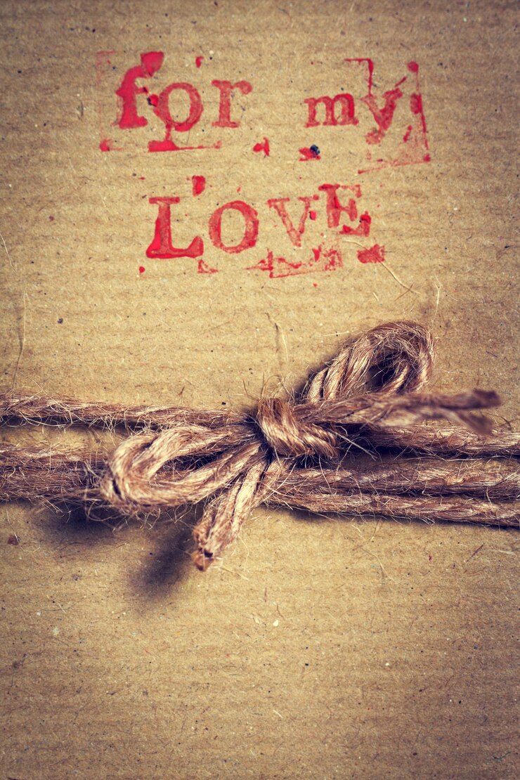 Foto gratuito regalo marrón con la frase "for my love" y una cuerda