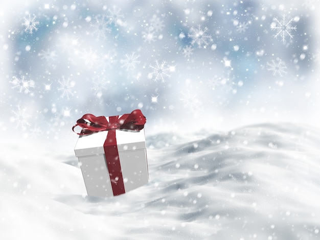 Foto gratuita regalo de navidad enclavado en la nieve