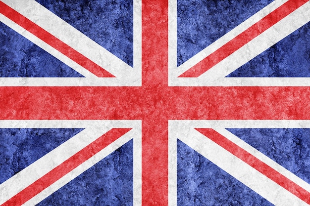 Reino Unido Bandera metálica, bandera texturizada, bandera grunge