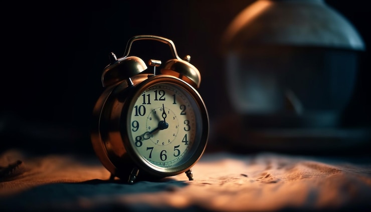 Foto gratuito reloj antiguo en la mesa de noche me despierta generado por ia