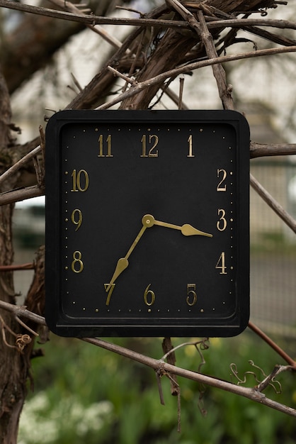 Reloj cuadrado al aire libre bodegón