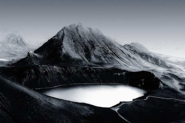 Remix de fondo hermoso lago de montaña