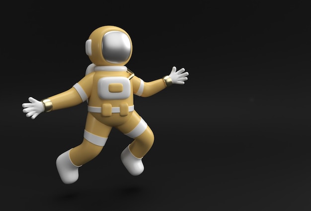 Render 3d Astronauta saltando en acción Diseño de ilustración 3d