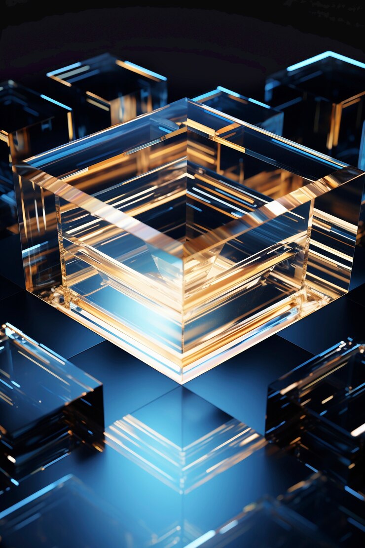 Photo Gratis render 3d bentuk kaca geometris