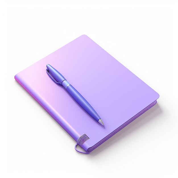 Render 3D de bolígrafo con cuaderno