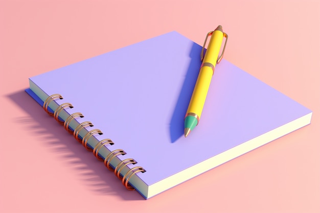 Foto gratuita render 3d de bolígrafo con cuaderno