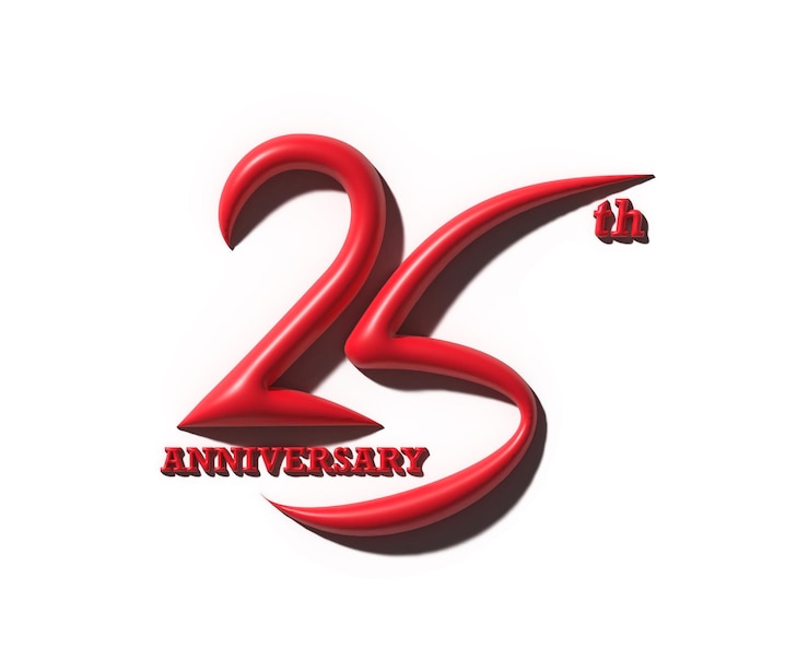 Foto gratuito render 3d de celebración de aniversario de 25 años.