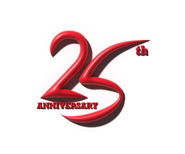 Render 3d de celebración de aniversario de 25 años.