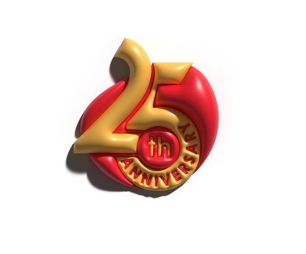 Render 3d de celebración de aniversario de 25 años.