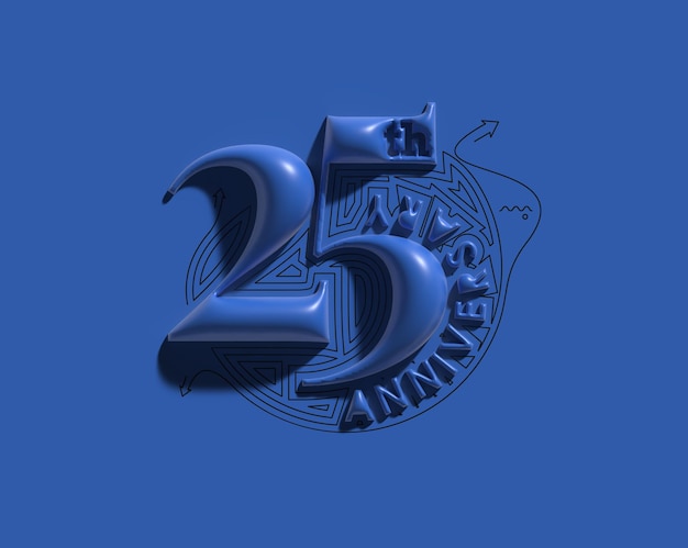 Foto gratuita render 3d de celebración de aniversario de 25 años.