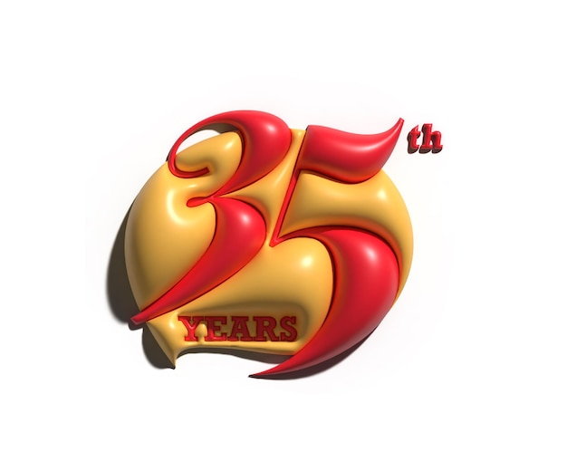 Foto gratuita render 3d de celebración de aniversario de 35 años.