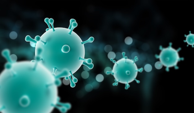 Render 3D de células de coronavirus
