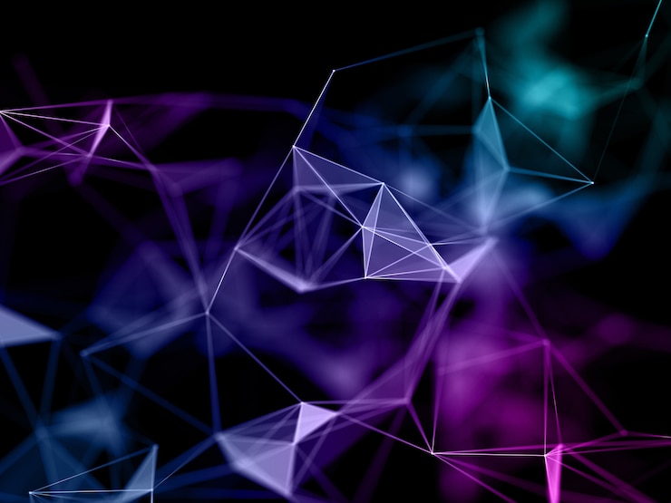 Foto gratuito render 3d de un diseño de comunicaciones de red de baja poli