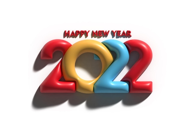 Render 3D Feliz Año Nuevo 2022 Diseño De Tipografía De Texto.