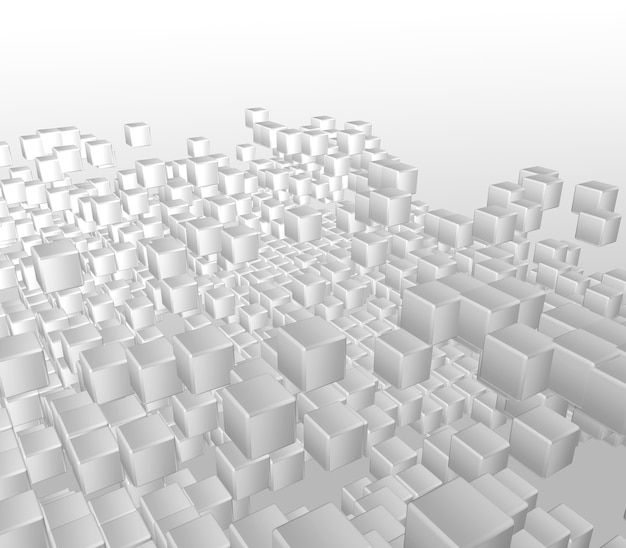 Render 3D de un fondo abstracto de cubos blancos