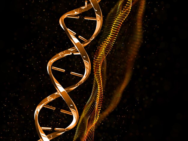 Render 3D de un fondo de hebra de ADN médica