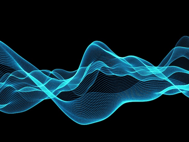 Foto gratuita render 3d de un fondo de líneas abstractas que fluye azul