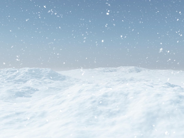 Render 3D de un fondo de Navidad con paisaje nevado