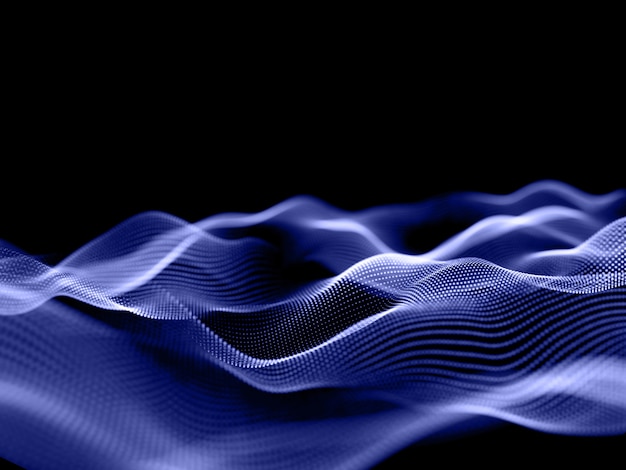 Render 3D de un fondo de partículas fluidas con poca profundidad de campo