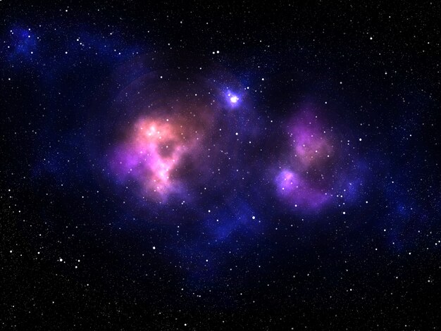 Render 3D de un fondo del sistema solar con nebulosa colorida