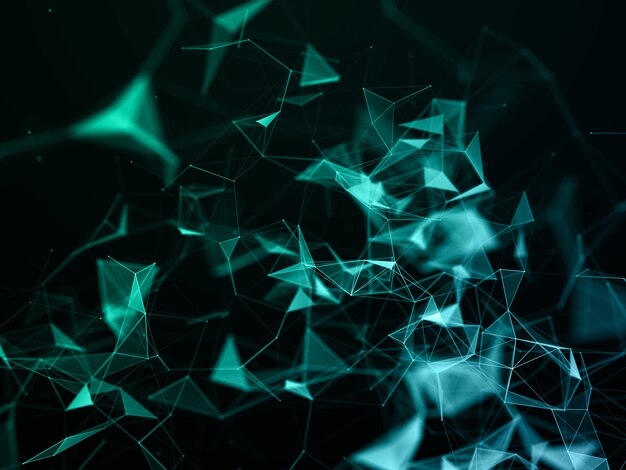 Render 3D de un fondo de tecnología moderna con diseño de plexo de baja poli