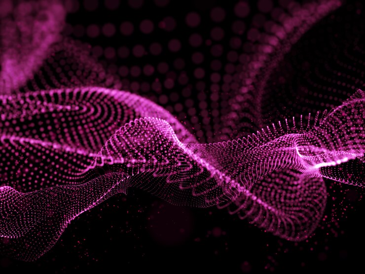 Foto gratuito render 3d de un fondo de tecnología moderna con partículas fluidas