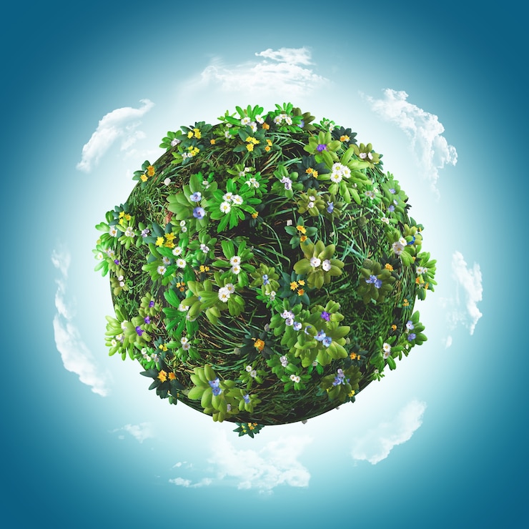 Foto gratuito render 3d de un globo cubierto de hierba