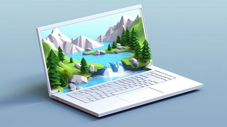 Photo Gratis render 3d laptop
