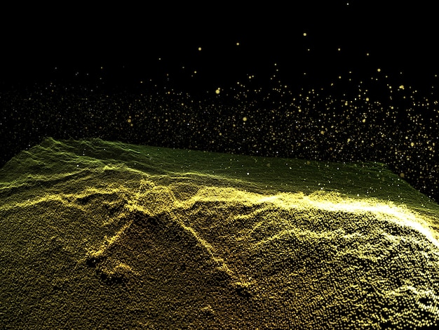 Render 3D de un paisaje abstracto con diseño de partículas futurista