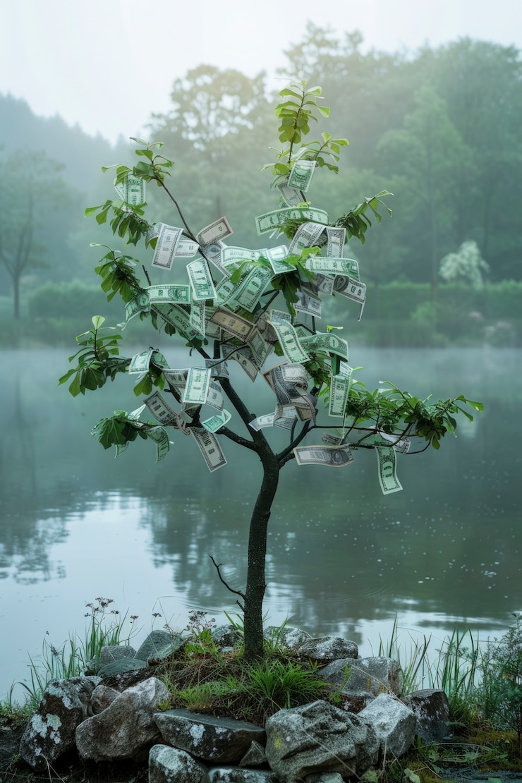 Photo Gratis render 3d pohon uang