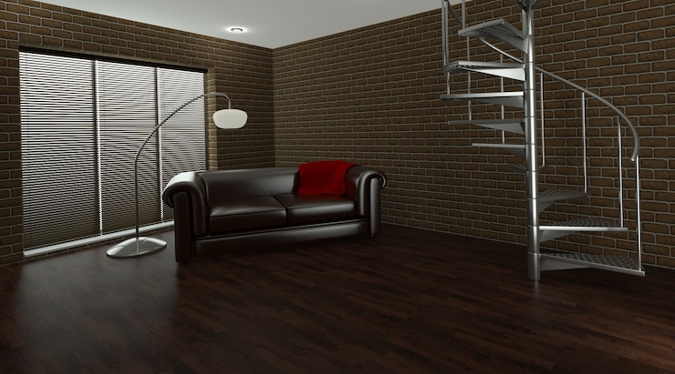 Photo Gratis render 3d ruang tamu interior kontemporer