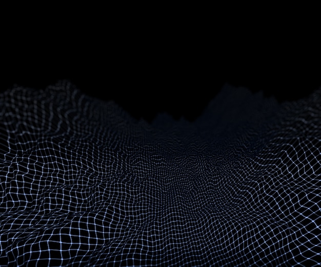 Render 3d de un terreno de alambre