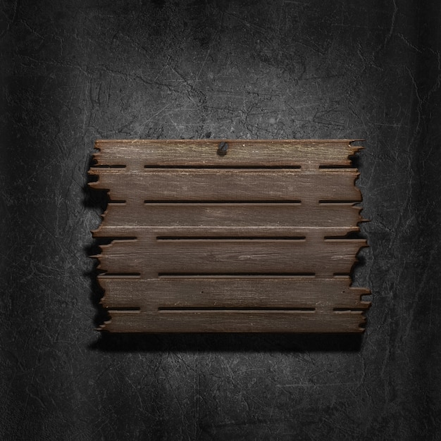 Foto gratuita render 3d de una vieja muestra de madera en un fondo de metal