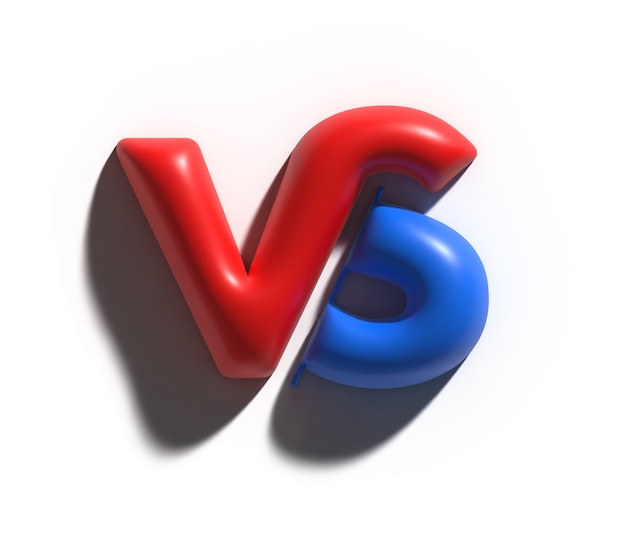 Render 3D VS logotipo de la letra metálica de la empresa.